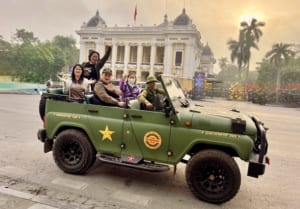 Hanoi Street Food Jeep Tour BY Night: STREET FOOD, TRAIN-STREET, ROOFTOP & NIGHT VIBES