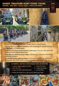 Hanoi Treasure Hunt Food Tours- Hanoi Treasure Hunt Food Tour By Jeep-Hanoi Treasure Hunt Food Tour By Vespa